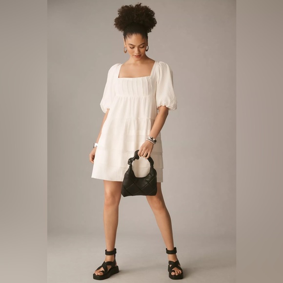 Anthropologie Dresses & Skirts - Anthropologie Square-Neck Puff-Sleeve Tiered Dress
